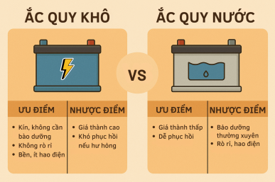 Ắc quy khô vs ắc quy nước So sánh ưu nhược điểm chi tiết